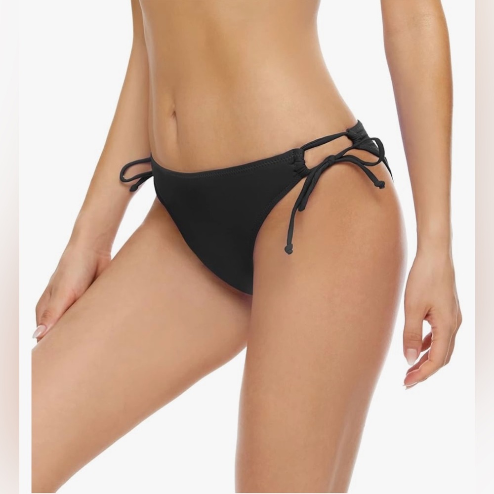 Bellecarrie Women's Tie Side Bikini Bottoms Mid Rise String Bathing Suits Bottom